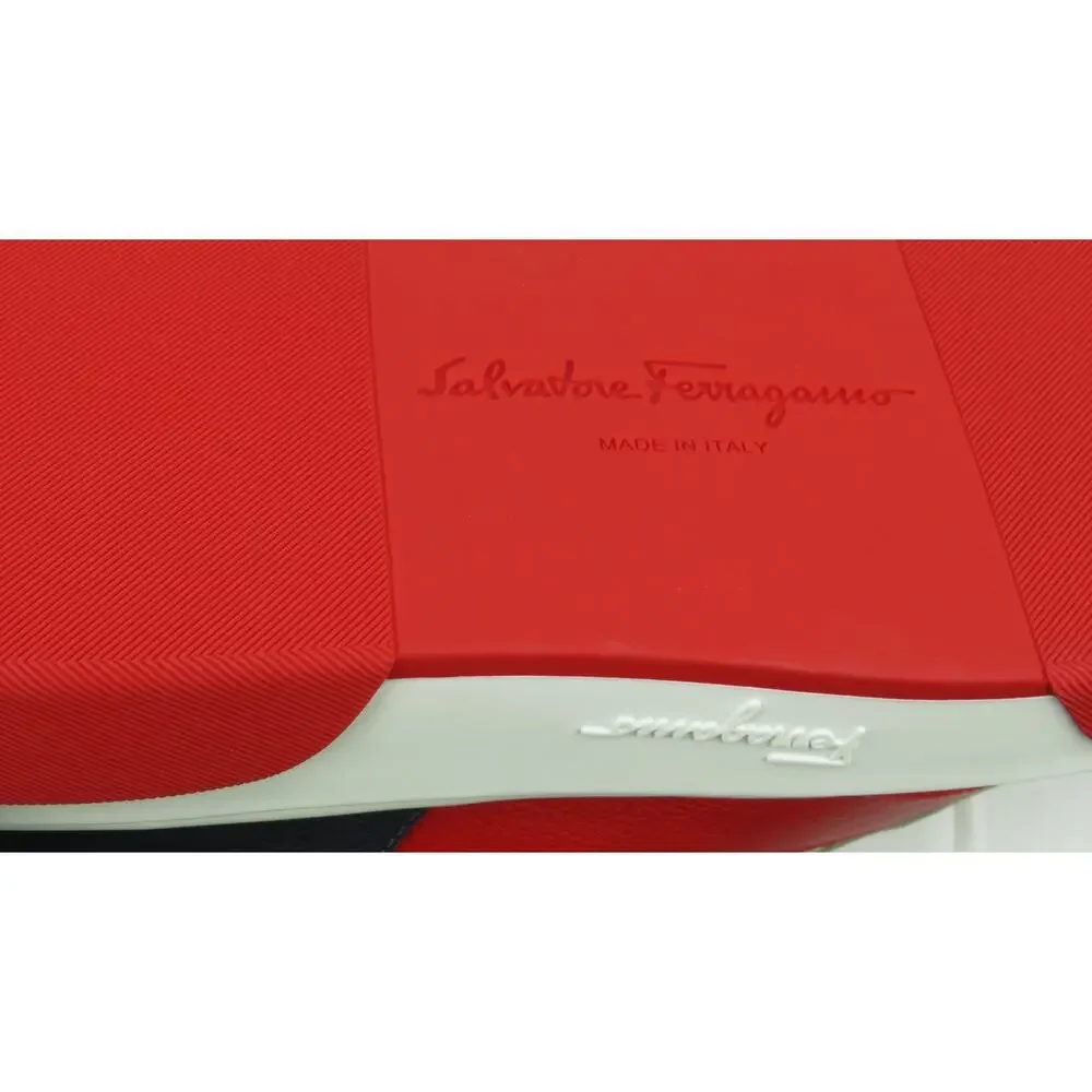 NIB FERRAGAMO CASSINA RED BLACK LEATHER LOGO LACE UP SNEAKERS 12 M ITALY - Picture 11 of 13